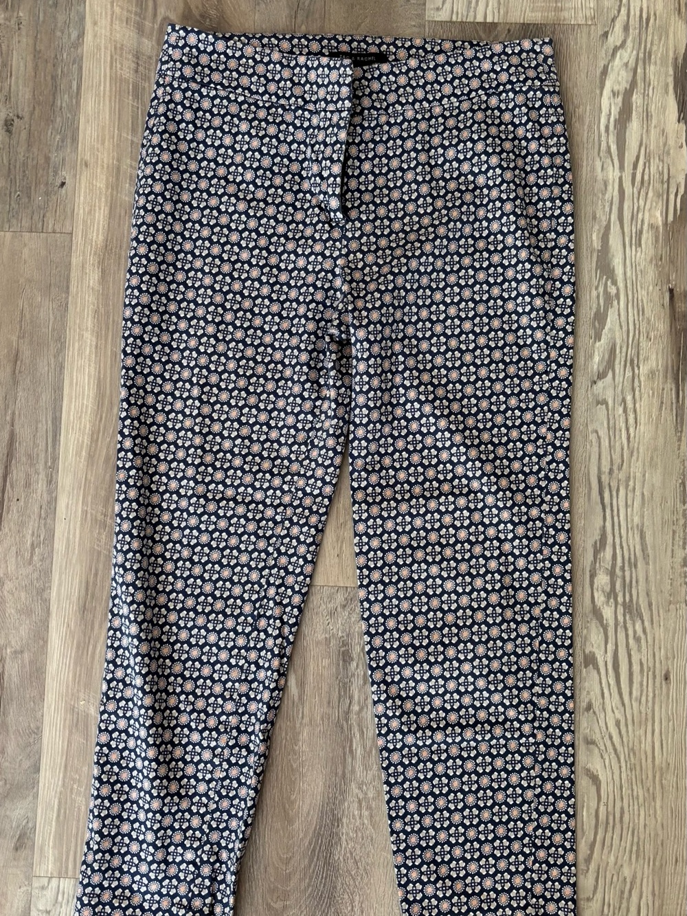 Rachel Zoe Navy and Cream Printed Cropped Pants